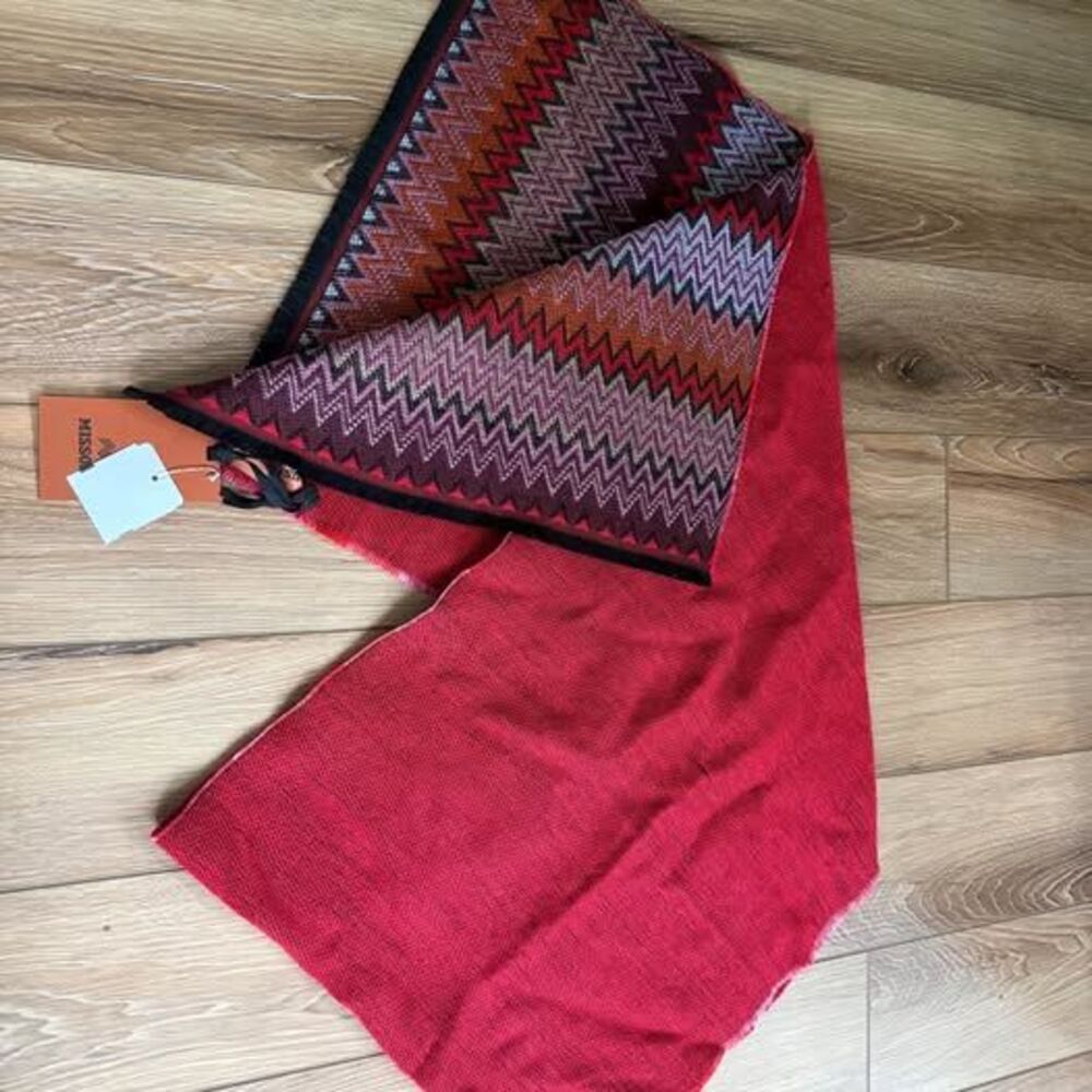 NWT Missoni Red, Purple Wool Scarf, Multicolor